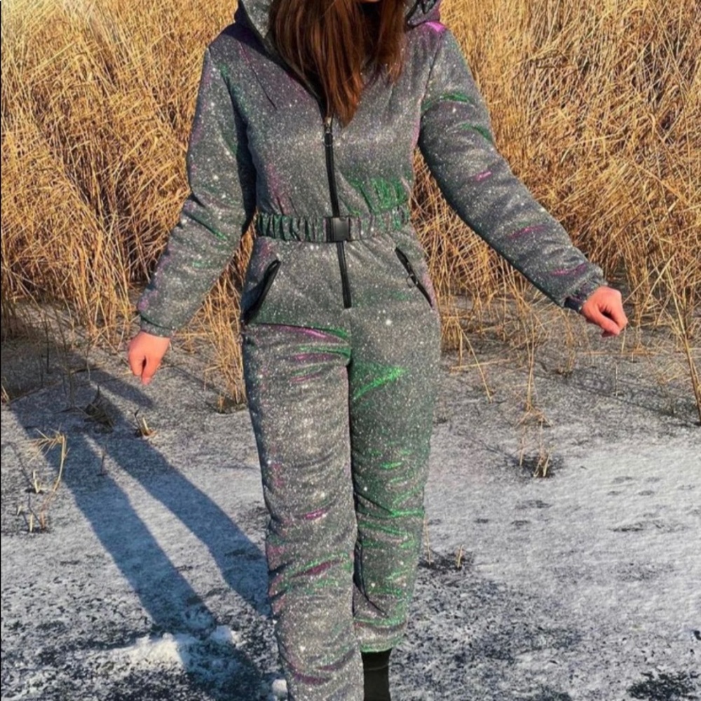 Glitter snow ski jumpsuit